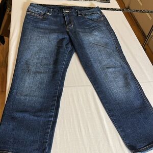 Seven7 size 10 dark blue cropped at ankle blue rhinestone detailed pockets